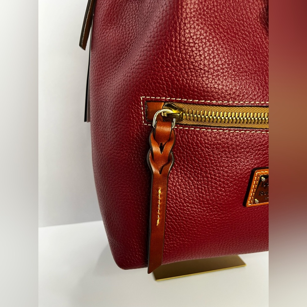 Dooney & Bourke Pebble Grain Tasha Drawstring Bag in Red - Picture 5 of 16